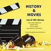 Movies & History 100+ (Billboard (Square)) 1. Homeschool history movies list, covering events from 1750s to 2020s, with over 100 titles for homeschooling teens and students.