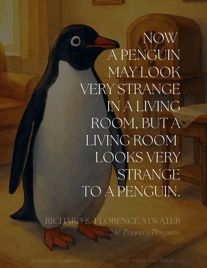 Mr-Poppers-Penguins-project-list.png A penguin illustration with inspirational quote about living rooms and penguins, emphasizing homeschooling, educational resources, and kid-friendly learning environments.