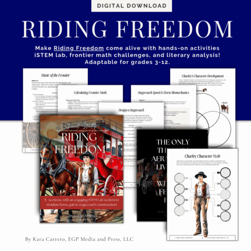 Riding-Freedom-Novel-Study-with-STEM-lab.png Riding Freedom homeschool STEM lab activities, science and math challenges, literacy analysis, grade 3-12, educational download, homeschool curriculum, horseback riding, stagecoach history.