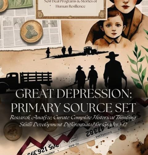 Stock Market Crash primary source set for homeschooling, includes research, analysis, and critical thinking on the Great Depression, perfect for grades 3-12.