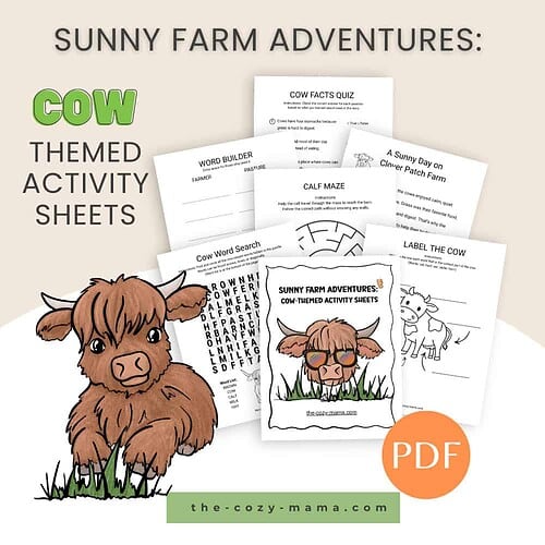 Sunny Farm Adventures Cow-Themed Activity Sheets