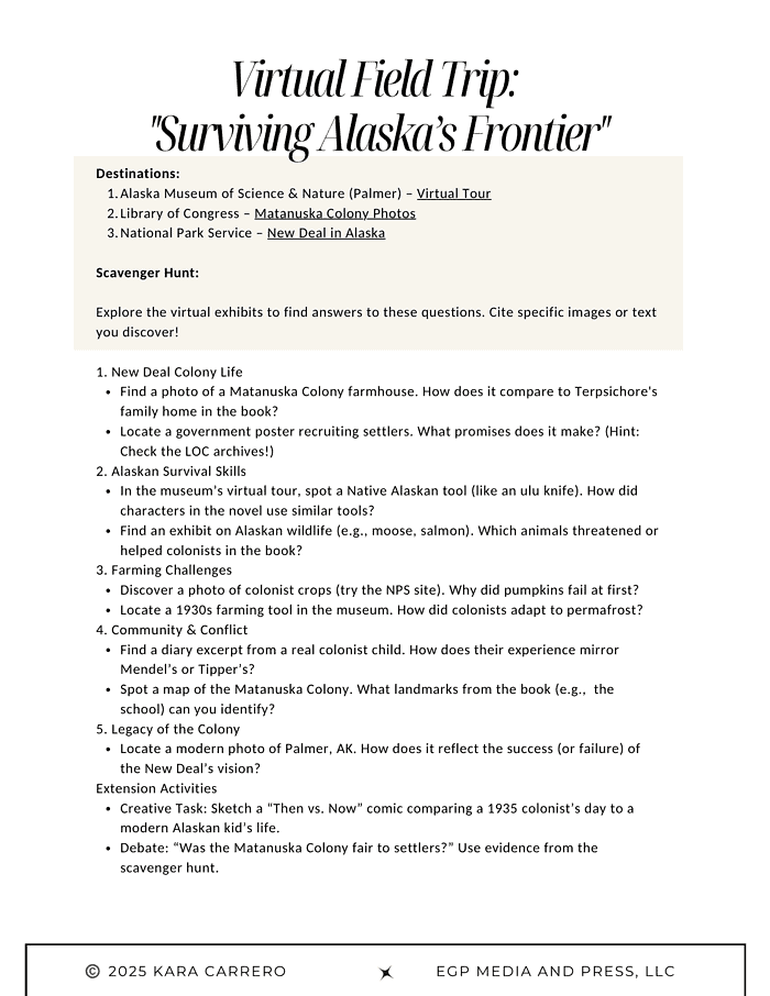 Sweet-home-Alaska.png Alaska homeschool virtual field trip teaching resource with interactive scavenger hunt, Alaska history, Native survival skills, wildlife exhibits, and American frontier exploration activities.