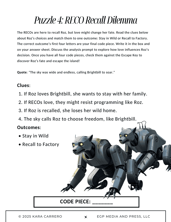 The-Wild-Robot-Escape-Room.zip-16.png A robot dog used in homeschool resource activities with focus on coding, STEM, and critical thinking skills.