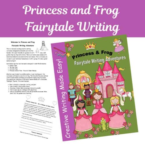 This is a fun and exciting creative writing curriculum designed to eliminate work for the teacher. It is user-friendly for grades 3-6 with easy, self-guided step-by-step instructions. There are twelve easy lessons with several worksheets and activities for each lesson. This curriculum can be used in your individual homeschool or with a group. It’s also a great summer project. Each lesson has four sections and is designed to last 45-60 minutes: • Lesson Time • Writing Time • Activity Time • Princess School Time - Focus on Inner Beauty Whether your student is a skilled writer or just starting out, this curriculum will inspire a love for writing. The fun activities and optional crafts in each lesson will keep your students happily busy for hours. The course will culminate at the end of twelve weeks with a Fairytale Flashlight Theater. This book teaches: • How to develop a character, setting, and plot • How to write a story with a moral • Choosing a theme that encourages character growth • How to spice up your dialogue with adjectives • How to incorporate literary tools like personification and Show, Don’t Tell, the golden rule of writing