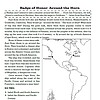 boh2 1. Homeschool Resource Co. educational map of historic sea routes to Goldstown, featuring travel from Boston to San Francisco with sketches of ships and route labels for North/South America, Atlantic/Pacific.