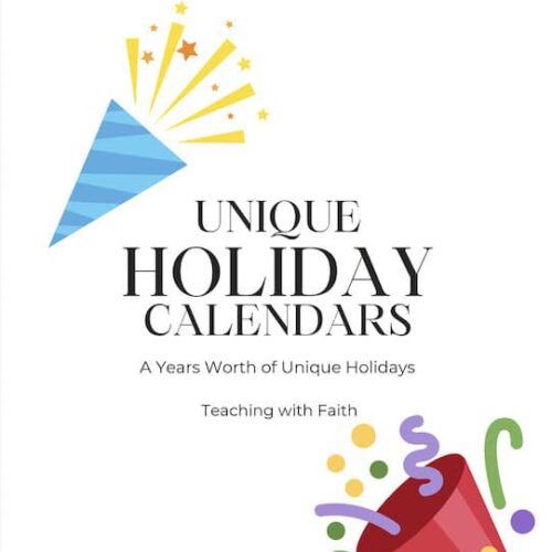 cover Colorful holiday calendar with festive confetti and celebration elements, perfect for homeschool teaching resources and holiday planning.