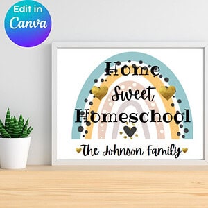 Rainbow Home Sweet Homeschool Sign: Printable Classroom Decor (Digital Download)