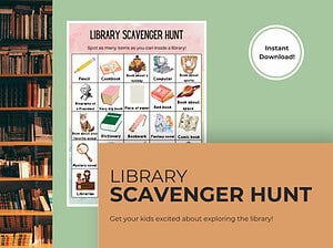 Library Scavenger Hunt, Printable Educational Activity (PDF Download)