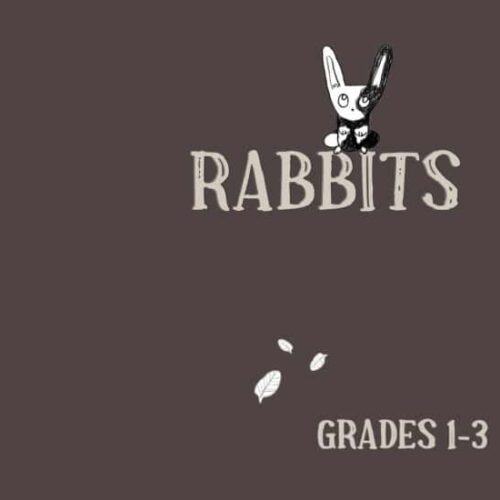 Colorful educational worksheet cover featuring rabbits for grades 1-3, ideal for homeschool science, literacy, and early learning activities.