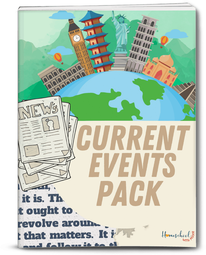 Big Ben, Tower of Pisa, Statue of Liberty, and Taj Mahal illustrated on a globe highlighting world landmarks for homeschool learning about current world events and geography.