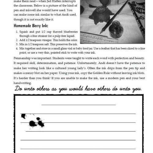 Homeschool resource Co., homemade berry ink, DIY ink recipe, homeschooling craft, creative writing supplies, educational activities for kids.