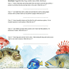 Colorful fish educational worksheet for homeschool science activities with engaging clues about marine life. Perfect for homeschooling resources and preschool to early elementary learning.
