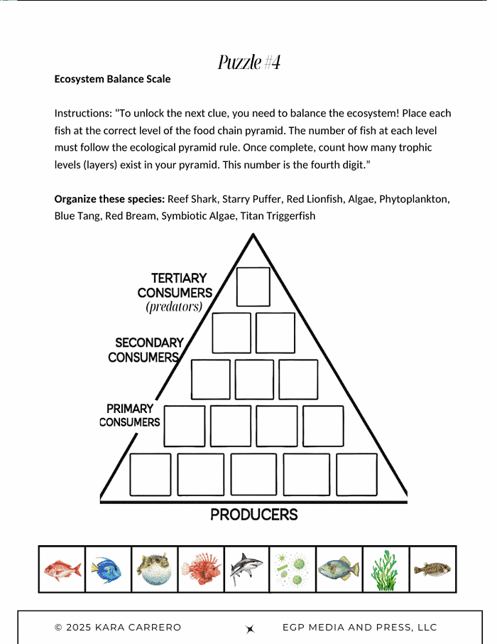 Reef ecosystem balance scale educational chart for homeschool science lessons, promoting interactive learning on food chains and ecological pyramid rules.