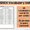 french vocab fall A French vocabulary educational resource featuring a 4-week unit with 48 words, 25 optional phrases, and printable worksheets for homeschool language learning.