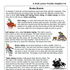 Rodeo events, including bull riding, calf roping, bronc riding, and team roping, illustrated with colorful drawings, showcase cowboy skills and rodeo competitions for homeschool learning resources.