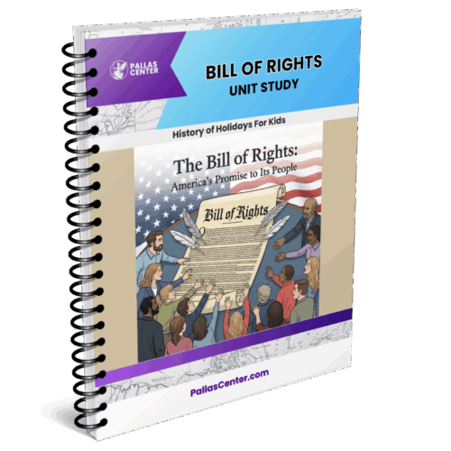 1. Children's educational book on the Bill of Rights, featuring diverse students and American symbolism, ideal for homeschool history studies.