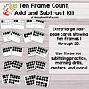 ten frame addition Ten frame count add and subtract kit for homeschool educational activities, perfect for subitizing practice and morning drills, includes extra-large half-page cards showing ten frames 1-20.