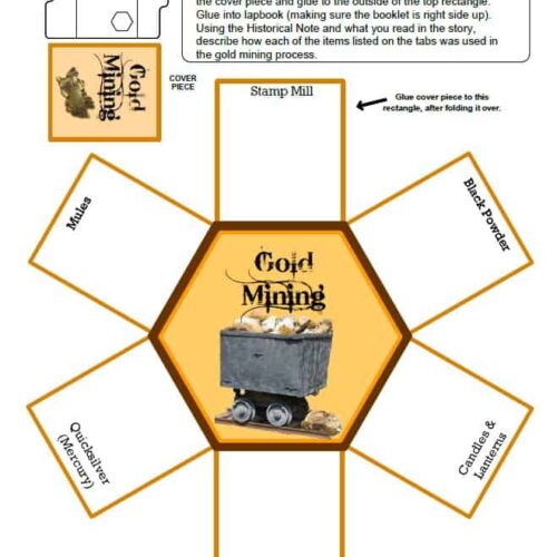 Gold Mining educational activity kit for homeschoolers, including virtual resources, printable worksheets, and hands-on materials to teach kids about the gold extraction process.