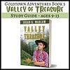 valley of treasure Brightly colored homeschool study guide titled "Valley of Treasure" for ages 9-13, featuring a young boy in a plaid shirt and hat outdoors, surrounded by mountains and trees. Logo of Homeschool Resource Co. at the top, helpful for homeschool planning and educational resources.
