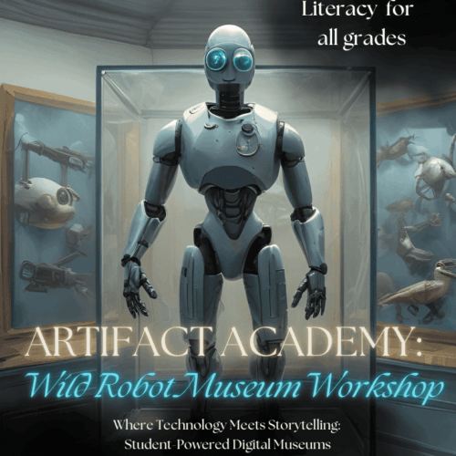 Robotic exhibit at a museum showcasing AI-powered robots, perfect for homeschool STEM learning and robotics education resources, engaging students in digital museum tours and robot artifacts.