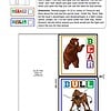 vot1 Bear activity printable for homeschooling, educational bear and bull cut-and-glue worksheet, homeschool resources for kids learning about animals and battles of strength, vocabulary, preschool to elementary science.