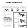 ww3 Fox, animal tracks, wild winter animal worksheets for homeschooling, educational activities for kids, animal track matching activity, homeschool resources.