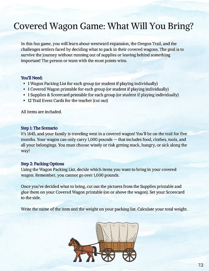Early American History- Westward Expansion Game Early American History Curriculum | Full-Year Course (1400–1877) | Grades 3–5