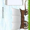 Early American History- Westward Expansion Aerial view of a vintage wooden covered wagon with white canopy set against a grassy field, illustrating homeschool outdoor learning activities and educational resources for homeschooling families.