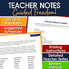 1. Homeschool resource co teacher notes for guided freedom, suggested schedules, printing instructions, detailed notes, and review options for homeschool planning.