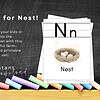 4 Alt text: Alphabet N with illustration of nest, farm-themed printable poster for homeschooling, educational resource for teaching kids the alphabet.