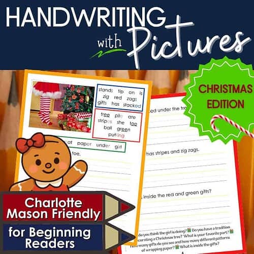 Christmas Edition of Handwriting with Pictures for Beginning Readers (No Santa)
