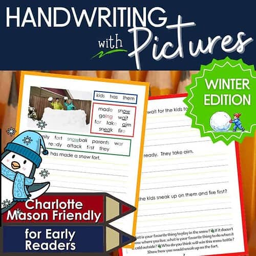 50 Winter Edition Handwriting with Pictures for Beginning Readers | Charlotte Mason Inspired