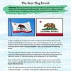 50 California state flag with bear and star, history of the Bear Flag Revolt, and educational content for homeschool learning on California history and flags.
