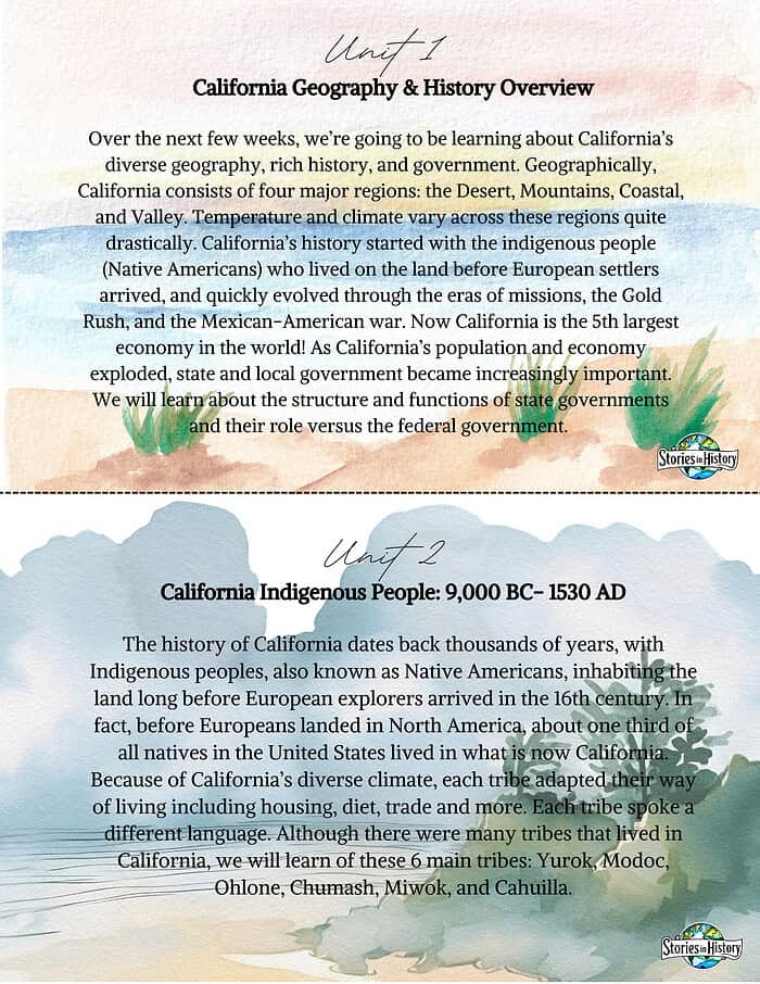 96 California geography and history textbook for homeschool, focusing on indigenous tribes, California regions, and state government, ideal for homeschool science and history curriculum.