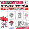 Flag Logo Colorful Valentine's Day-themed dot marker printables for kids, featuring heart and flower designs, perfect for homeschool activities, no prep worksheets, 28 pages of engaging educational fun.