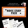 Movie study Pack cover SQ 2 1. Homeschool movie study pack with templates for analyzing films, character analysis, and movie reviews for homeschool education and activities.