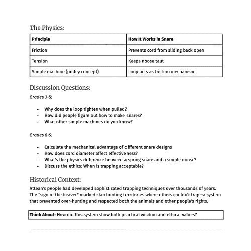 Snare drum with educational physics chart for homeschool science lessons, emphasizing principles like friction, tension, and simple machines for grades 3-9.