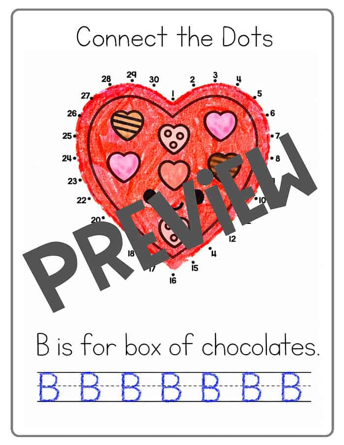 Valentine Dot Marker Pages Preview Valentine’s Day Connect the Dots Worksheets for Kindergarten
