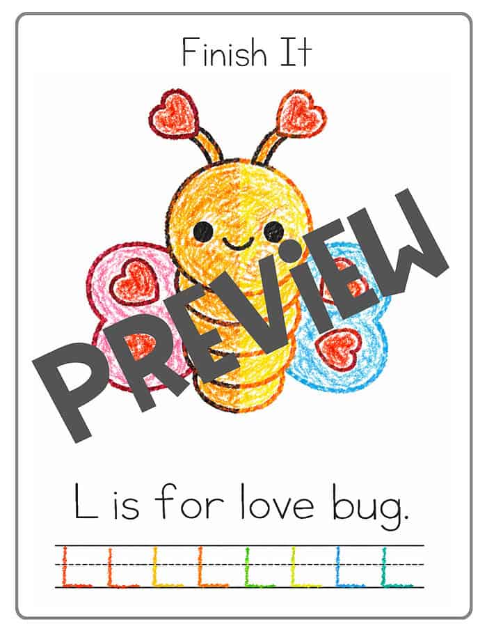 Valentine Dot Marker Pages Preview Valentine’s Day Finish the Pictures Alphabet Printables