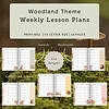 WeeklyLessonPlanWoodlandMockups3 Weekly woodland themed homeschool lesson plan templates featuring animals, mushrooms, squirrels, acorns, leaves, and trees for homeschooling resources. Perfect for preschool and elementary education.