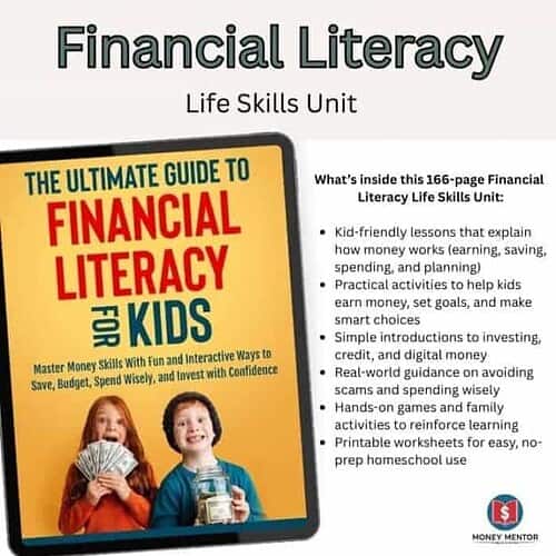 Master Money Skills Kids Financial Literacy Life Skills Unit homeschooling financial education resource for kids and teens.