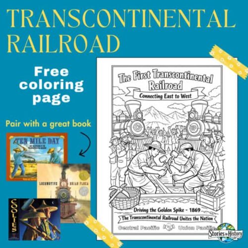cropped-TPT-Listing-Images-2026-01-08T102314.069.jpg 1. Free educational Transcontinental Railroad coloring page for homeschool history lessons, connecting east and west, featuring trains and pioneers.