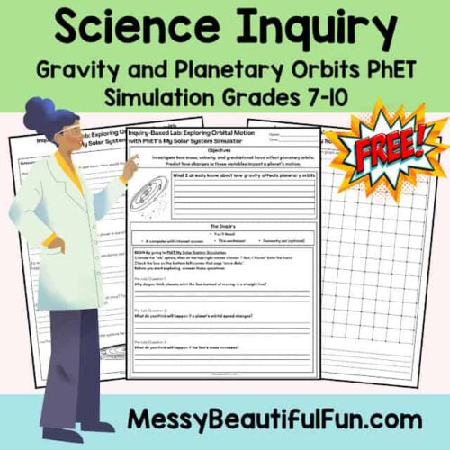 Gravity and Planetary Orbits PhET Simulation Grades 7-10 - Free homeschool science resources for inquiry-based learning in astronomy and space science education.