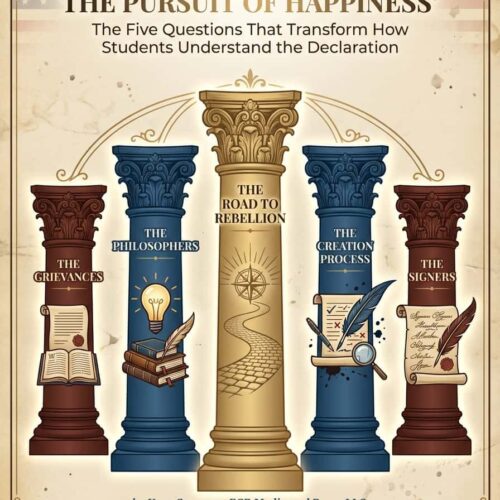 the five pillars leading to the declaration of independence Beyond Life, Liberty, and Happiness - The Five Questions That Transform How Students Understand the Declaration, featuring insight on the road to rebellion, creation process, philosophers, signers, and grievances.