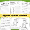 wy-134-b.jpg Groundhog educational worksheet with syllables and prediction activity, suitable for homeschool learning.