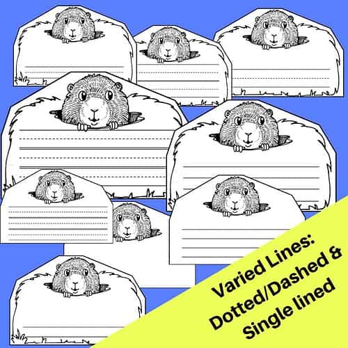 1. Adorable guinea pig-themed printable writing templates with varied lines, perfect for homeschool writing practice and educational activities.
