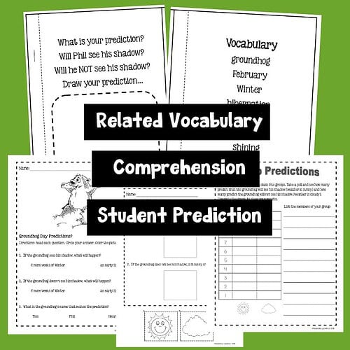 wy-135-c.jpg 1. Engaging homeschool vocabulary and comprehension worksheets focused on student prediction, weather vocabulary, and groundhog day concepts for effective homeschooling.