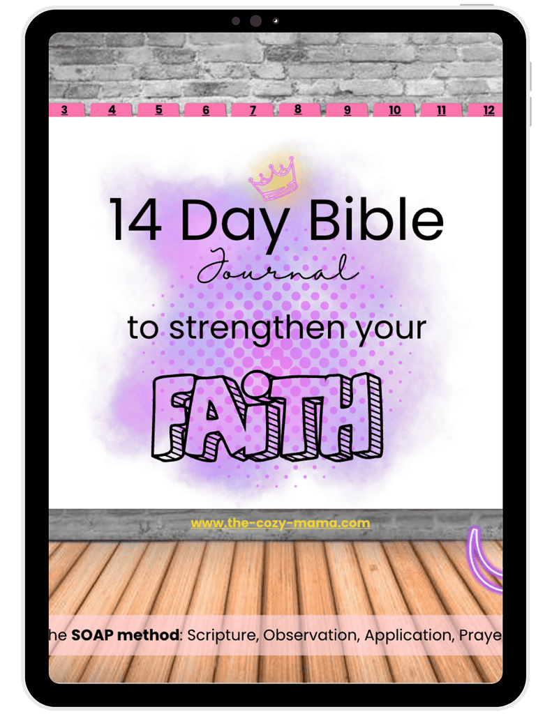 Digital 14-day Bible journal designed to strengthen faith through scripture, prayer, and reflection, perfect for homeschooling families and spiritual learners.