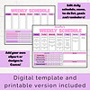 2 Editable Pink Homeschool Schedule Template for Kids | Weekly Planner | Assignments, Chores, Goals & Reminders | Printable & Canva Editable