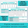 2 Editable Blue Homeschool Schedule Template for Kids | Weekly Planner | Assignments, Chores, Goals & Reminders | Printable & Canva Editable
